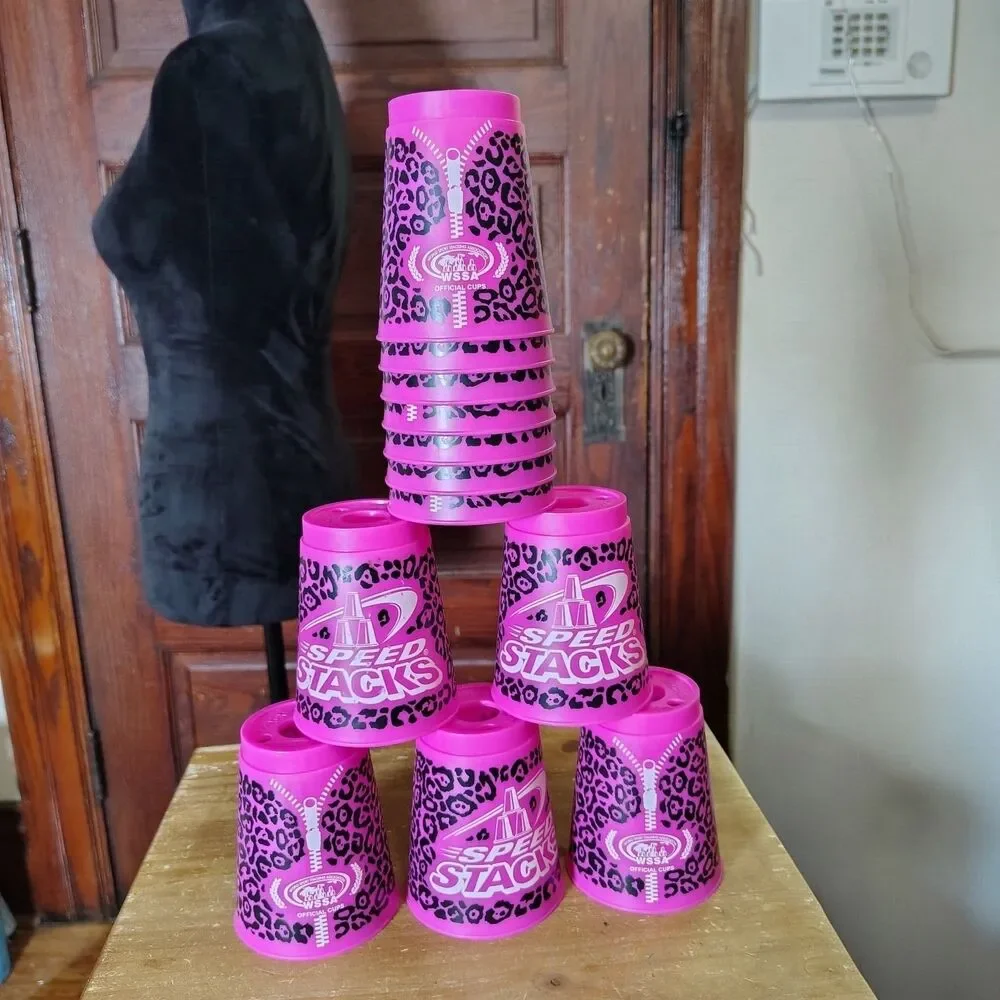 Speed Stacks Official WSSA 12 Cups Pink Leopard Print Cup Stacking